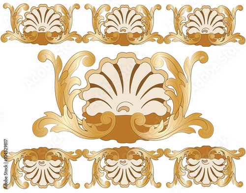 Rococo golden ornaments. Vector