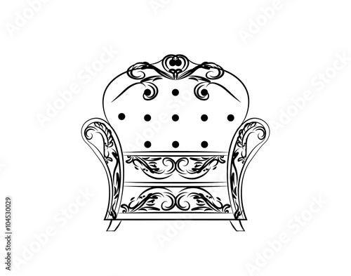 Royal armchair with classic ornaments. Vector