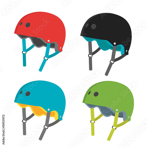 Vector flat helmets icons isolated on white background