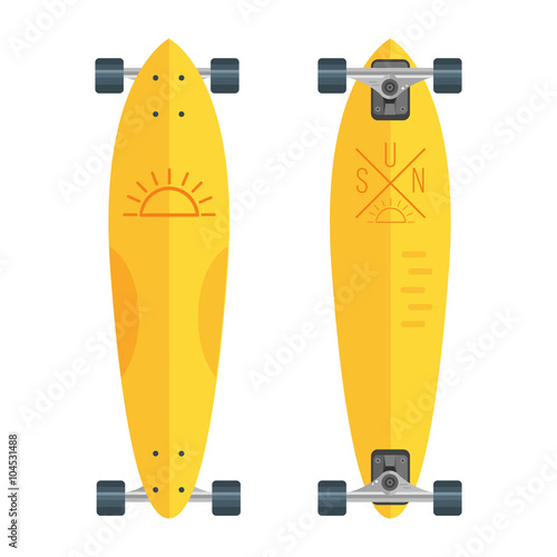 Illustration of flat longboards isolated on white background