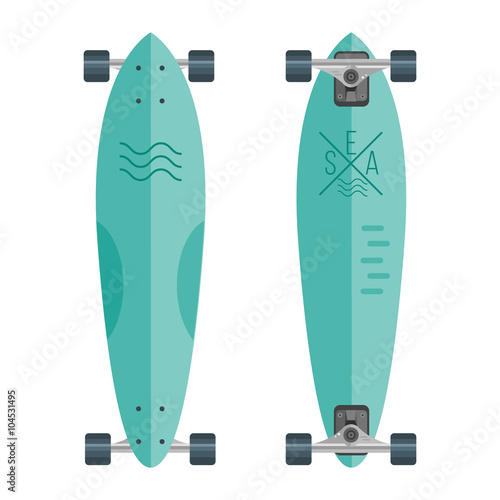 Illustration of flat longboards isolated on white background