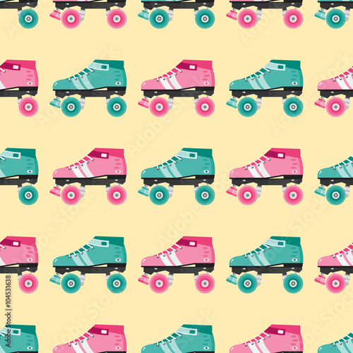 Vector seamless pattern with retro skates.