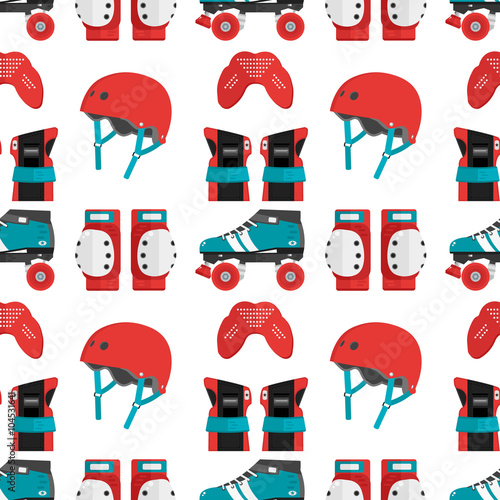 Photographie Vector seamless pattern with roller derby protective gear