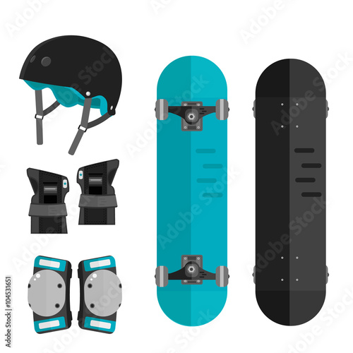 Vector set of roller skating and skateboarding protective gear