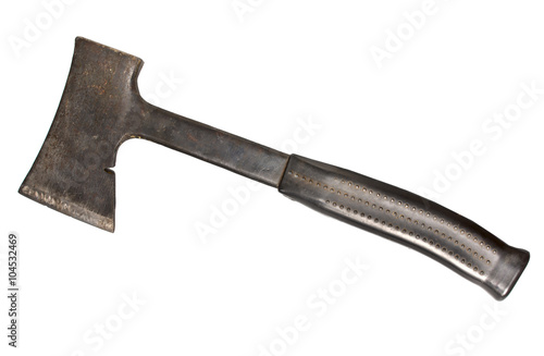 old metal axe, it is isolated on the white