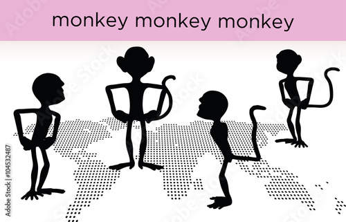 monkey silhouette in various poses