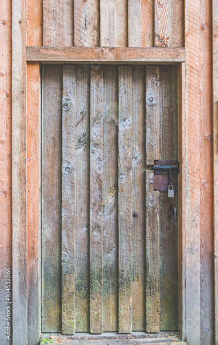 old wooden door in forest.