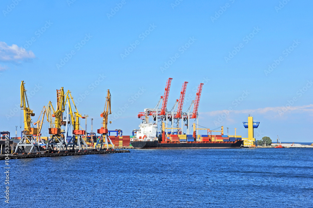 Cargo crane and ship Cargo crane and ship