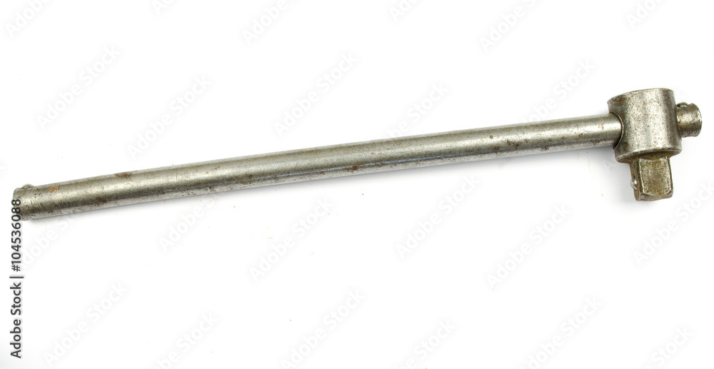 toolkit, ratchet with extension and socket head. Closeup shot of torx socket set isolated. tubular Socket set for spanner on white. Line of metal hex socket of spanner over isolated toolkit, ratchet with extension and socket head. Closeup shot of torx socket set isolated. tubular Socket set for spanner on white. Line of metal hex socket of spanner over isolated