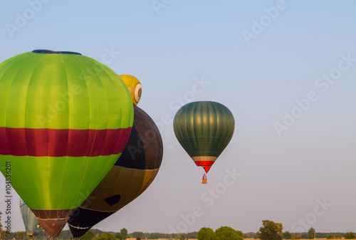 Colorful hot air balloon early in the morning