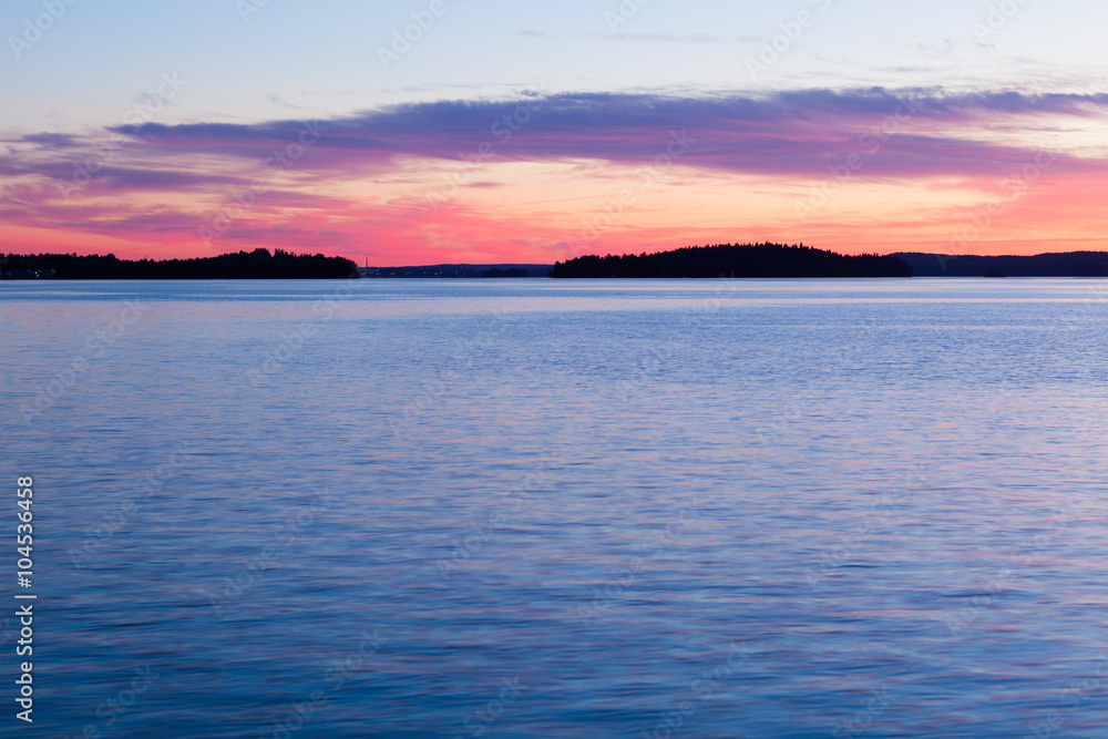 Calm sunset and clouds over lake Calm sunset and clouds over lake