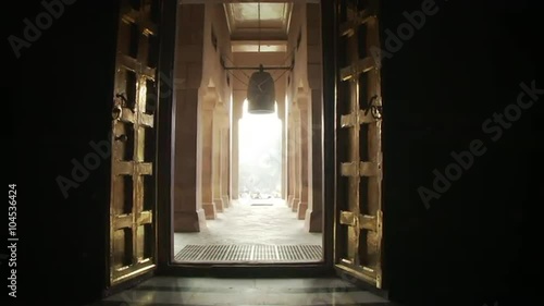 Shot looking out the door of the Mulagandhakuti shrine at Sarnath. photo