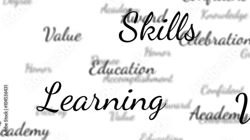 Background seamless loop of education words with alpha matte