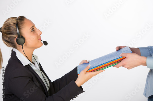 Tableau sur toile young attractive secretary in office giving report