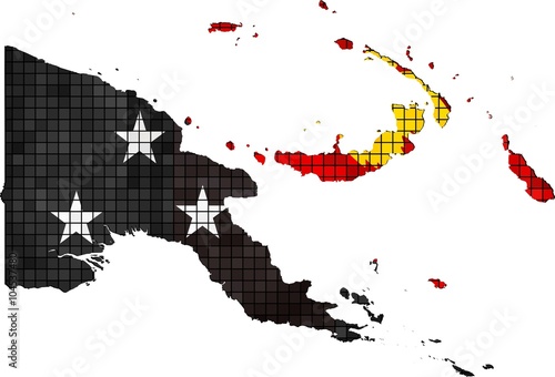 Papua New Guinea map with flag inside - Illustration, 
Abstract Mosaic Flag and map of Papua New Guinea, 
Papua New Guinea grunge mosaic flag