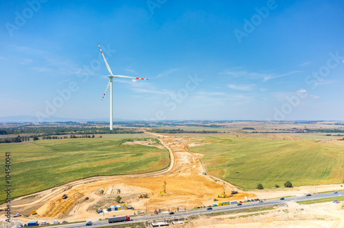 Windmill and road under construction