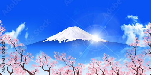 富士山　桜　春　背景