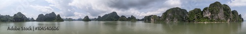 Panorama of Rock formations in Halong Bay, Vietnam