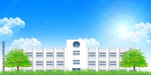 学校　木　空　背景
