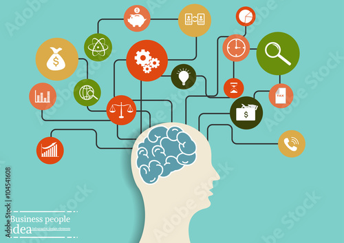 .Infographics business people flat design of  creative brain idea concept.