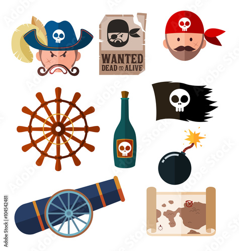 pirate flat icon collection
