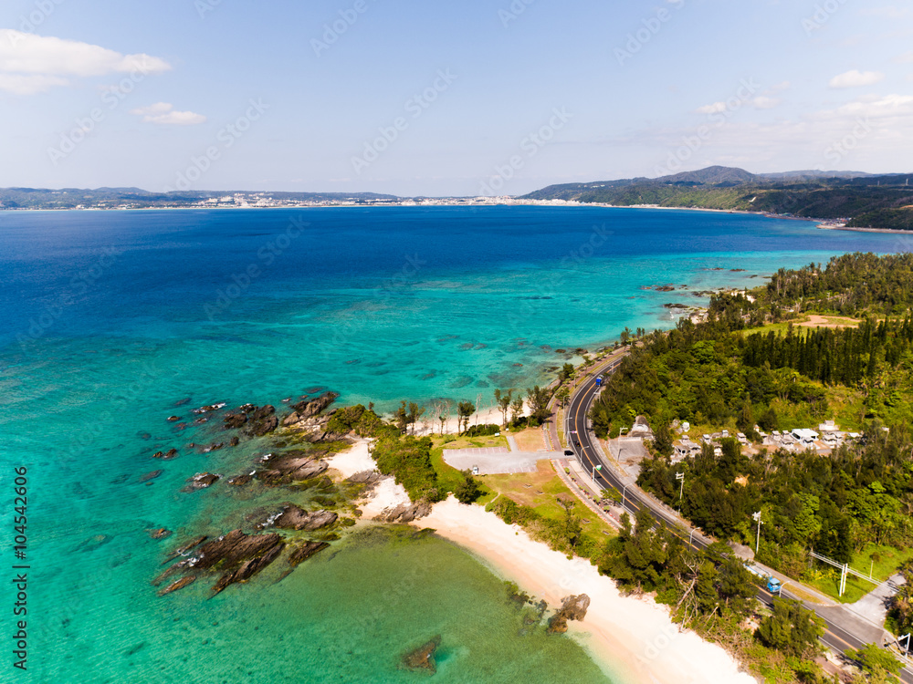沖縄の海岸線・ビーチ空撮