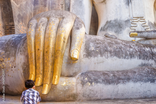 Buddha hand in a temple,Sukhothai,Thailand