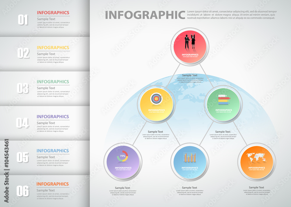 6 steps infographic template. can be used for workflow layout, diagram 6 steps infographic template. can be used for workflow layout, diagram