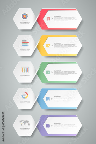5 steps infographic template. can be used for workflow layout, diagram