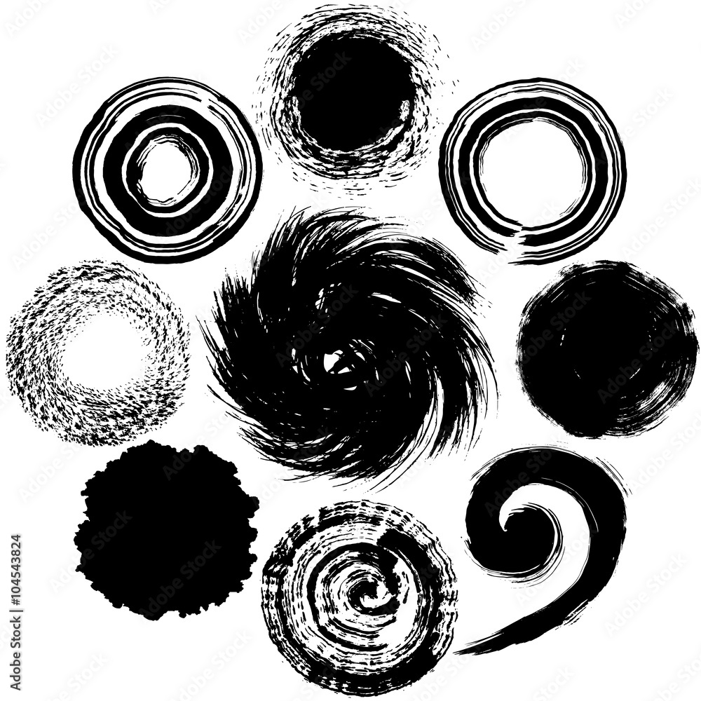 書道 円9種類 手書き 墨素材 Stock Vector Adobe Stock