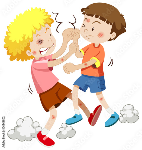 Two boy fighting each other
