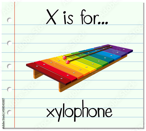 Flashcard letter X is for xylophone