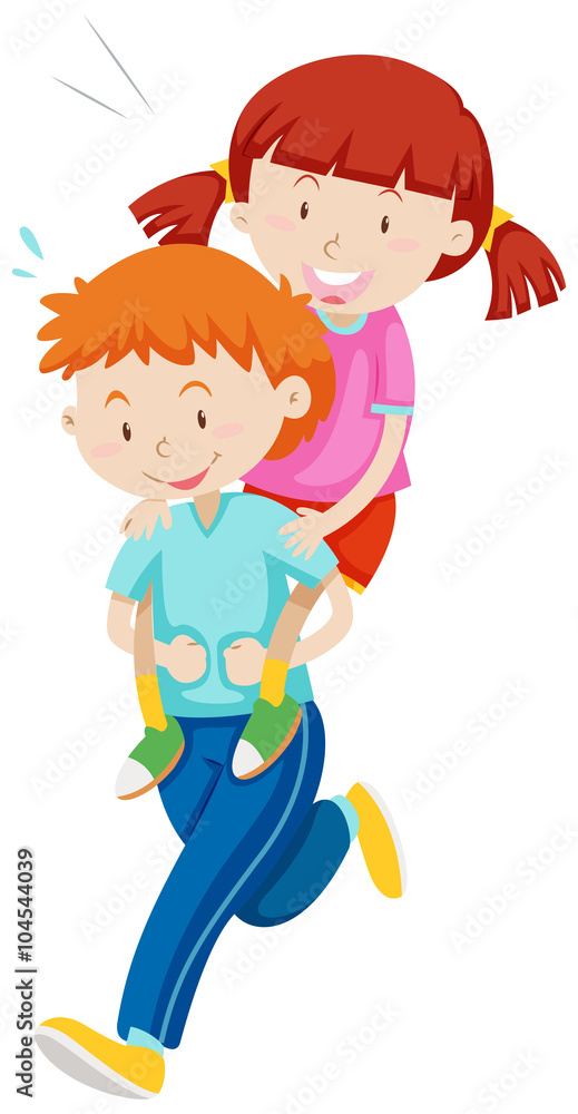 Children playing piggy back ride Children playing piggy back ride