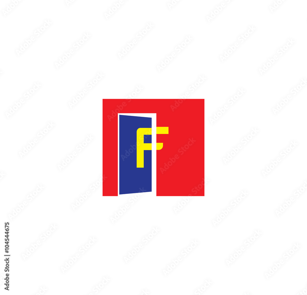 Obraz premium F initial letter with door