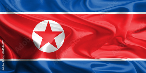 Waving Fabric Flag of North Korea