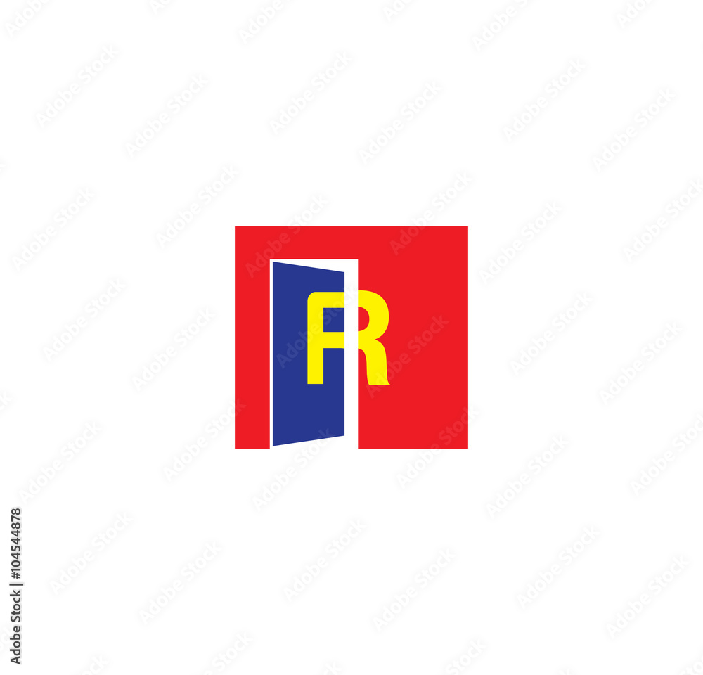 R initial letter with door R initial letter with door