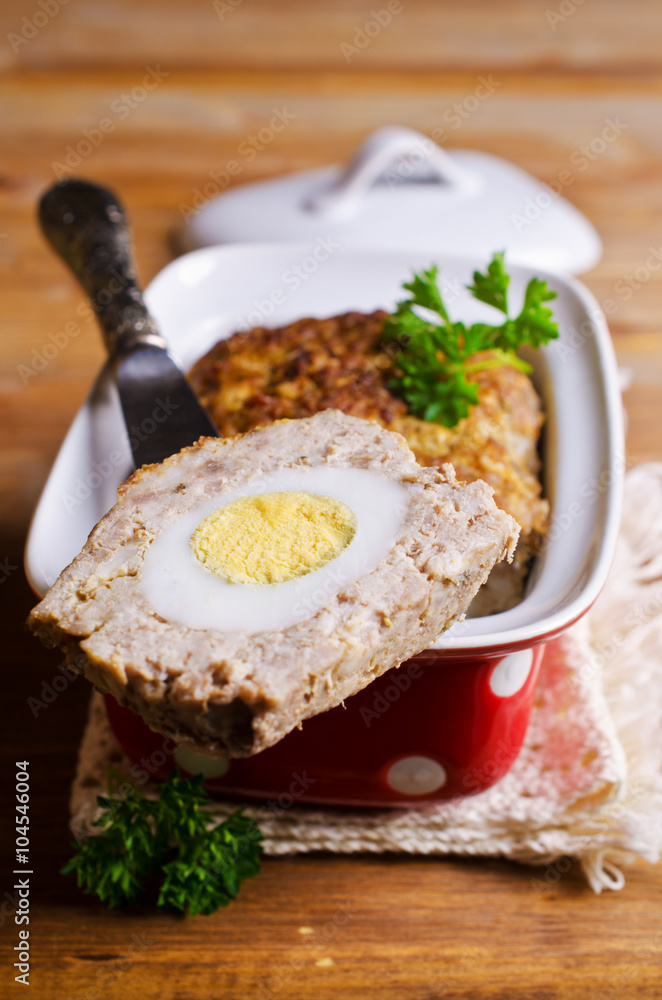 Meat Loaf with boiled egg