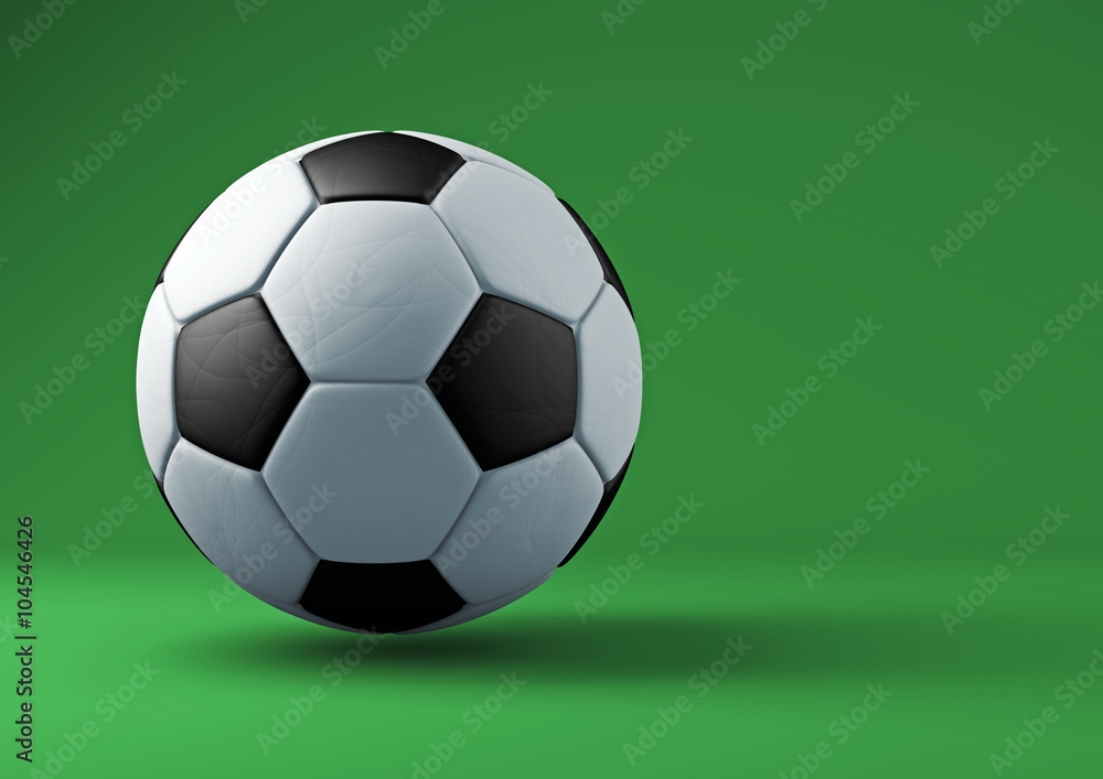 Soccer ball with shadows on green background. Soccer ball with shadows on green background.