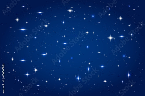 Night sky with shining stars background. Vector horizontal 