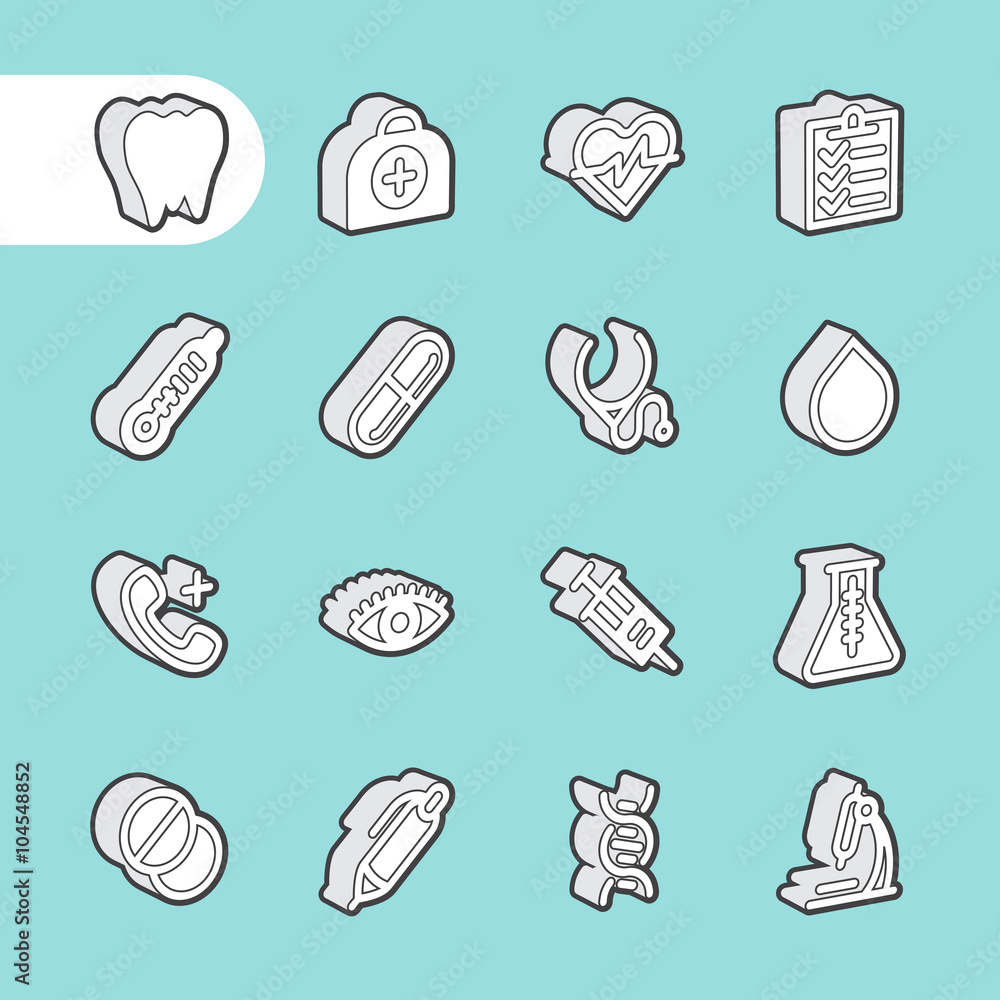 3D Fat Line Icons 3D Fat Line Icons