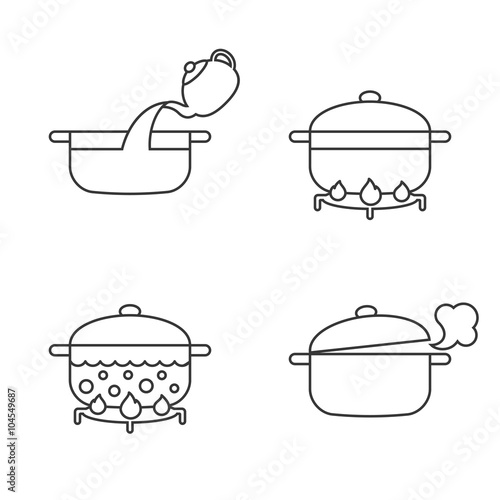 order of cooking info graphics, thin line vector for recipe,cooking pasta, noodles. Step by step