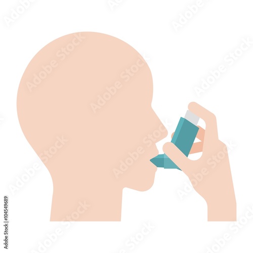 Asthma patient use inhaler graphic information, flat design