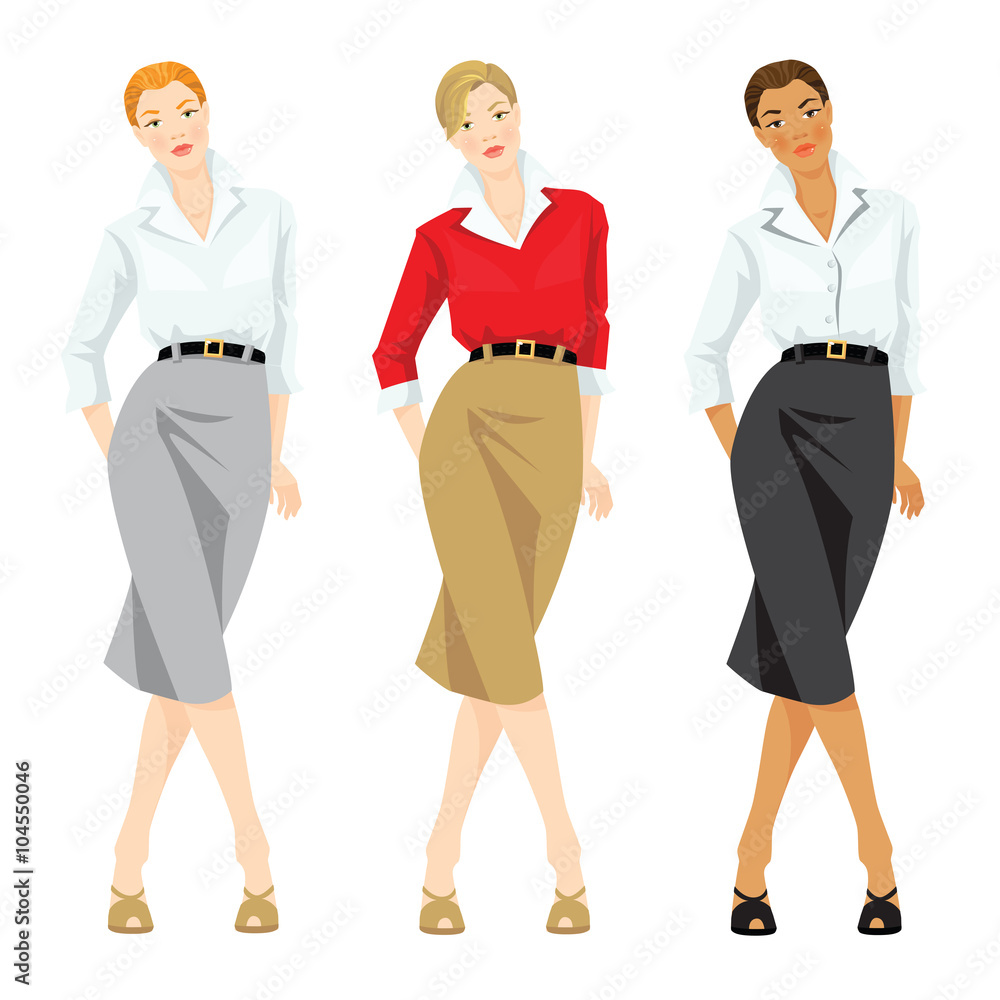 Vector illustration of corporate dress code and casual style of