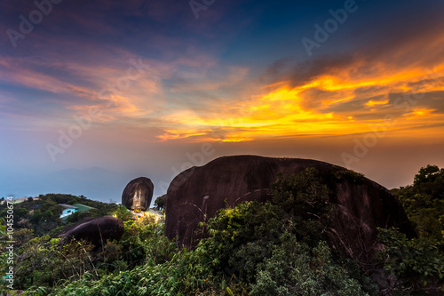 sunrise at the sacred Kitchakood mountain in Chanthaburi province east of Thailand