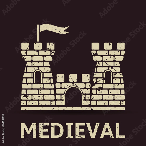 Medieval castle vector grunge banner