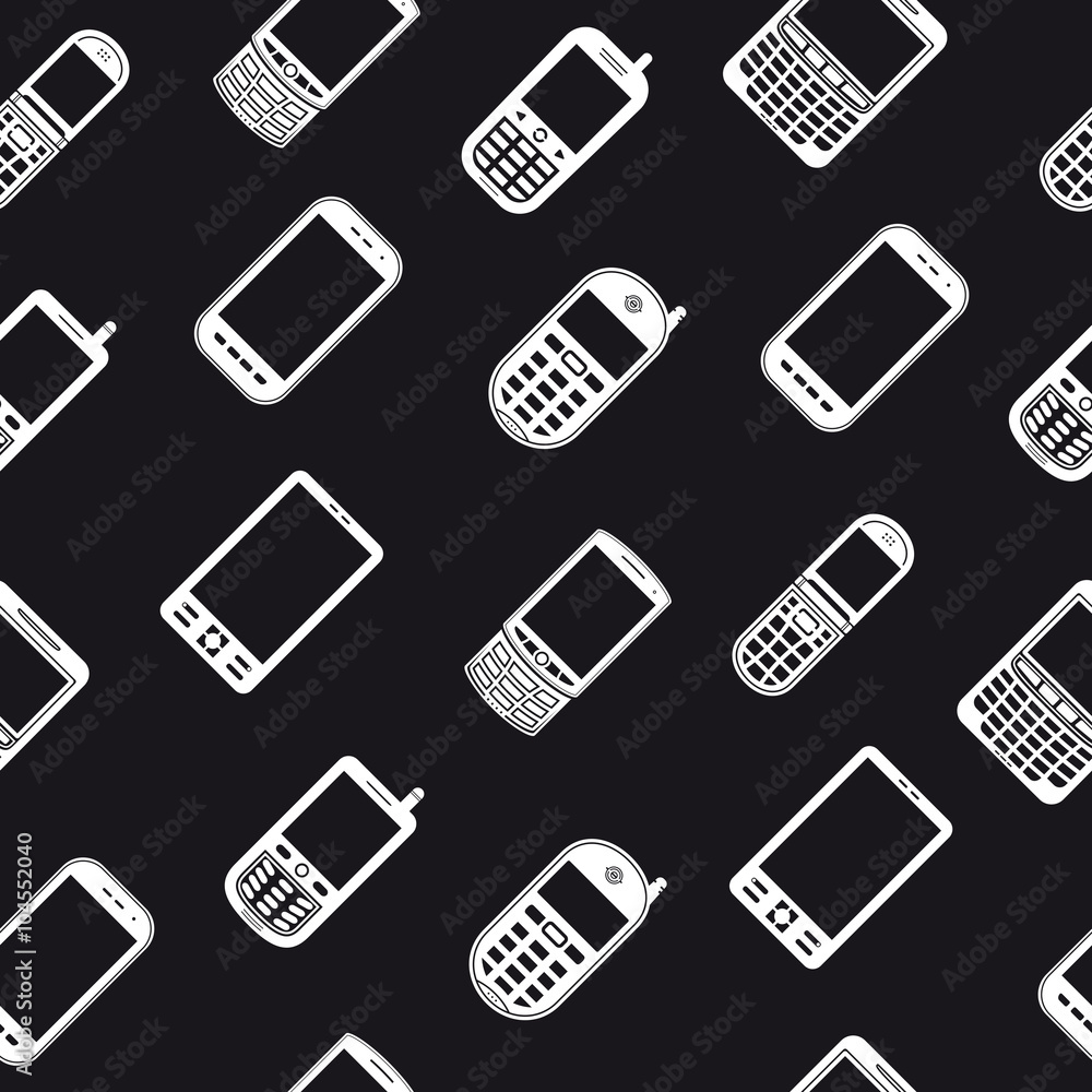 Seamless pattern with mobile phones 