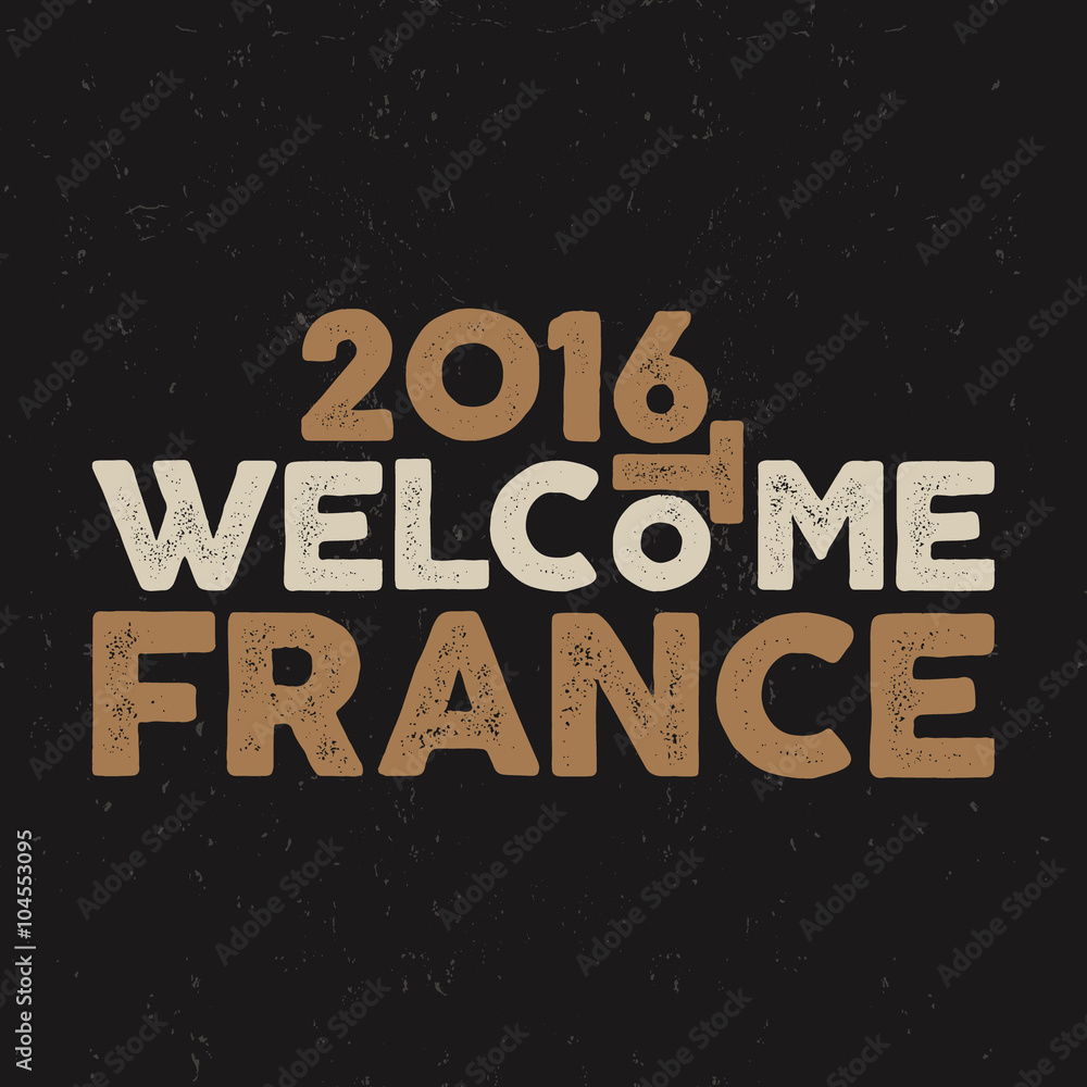 France europe 2016 Football typography label, Soccer overlay, tournament logo. Championship, league Hand lettering retro design for presentations, brochures, sports equipment, web, print, identity France europe 2016 Football typography label, Soccer overlay, tournament logo. Championship, league Hand lettering retro design for presentations, brochures, sports equipment, web, print, identity