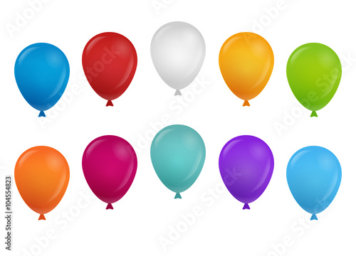 set of colorful balloons on the white background
