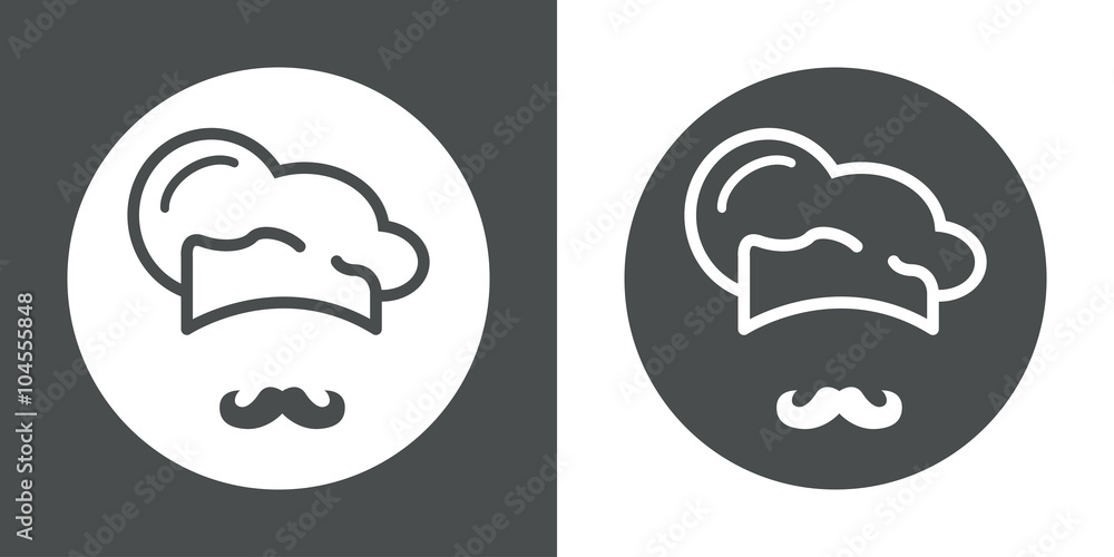 Icono plano gorro de cocinero y bigote #2 Icono plano gorro de cocinero y bigote #2