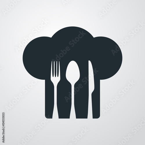 Icono plano gorro de cocinero sobre fondo degradado #1
